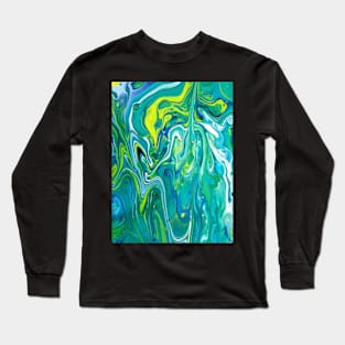 Limeade - Abstract Acrylic Pour Long Sleeve T-Shirt